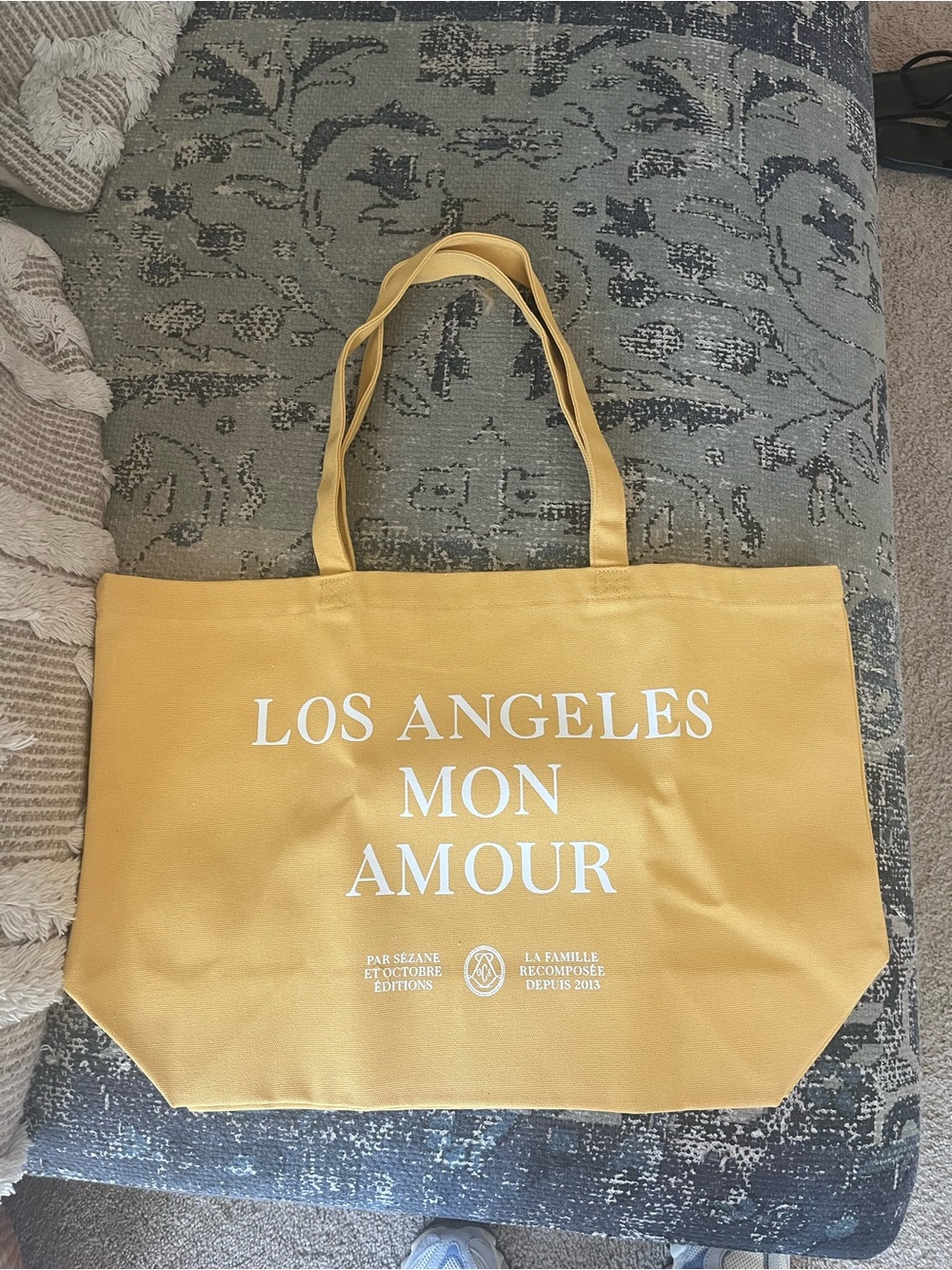 Sezane Yellow 'Los Angeles Mon Amour' Canvas Tote
